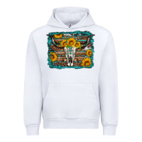 White longhorn bull skull western turquoise background Urban Hoodie - Artiststas