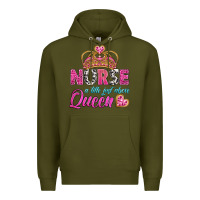 Army Green nurse a title just above queen Premium Hoodie - BundleAndBundleShop