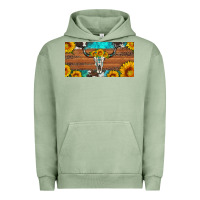 Pigment Oil Green longhorn bull skull license plate Urban Hoodie - Artiststas