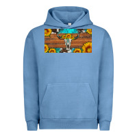 Pigment Pebble Blue longhorn bull skull license plate Urban Hoodie - Artiststas