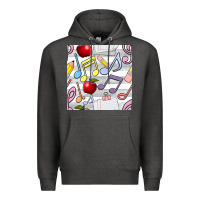 Charcoal Heather music class seamless pattern Premium Hoodie - BundleAndBundleShop