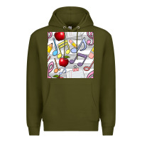 Army Green music class seamless pattern Premium Hoodie - BundleAndBundleShop