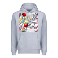 Heather Grey music class seamless pattern Premium Hoodie - BundleAndBundleShop