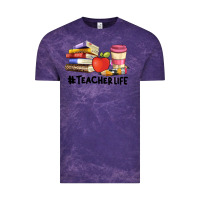 Cloud Purple teacher life with books  pen and coffee Vintage Tee - Artiststas
