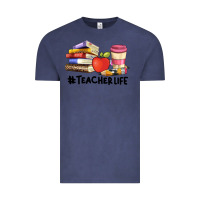 Vintage Denim teacher life with books  pen and coffee Vintage Tee - Artiststas