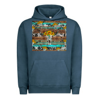 Pigment Midnight Navy longhorn bull skull cowhide leopard turquoise Urban Hoodie - Artiststas