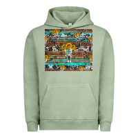 Pigment Oil Green longhorn bull skull cowhide leopard turquoise Urban Hoodie - Artiststas