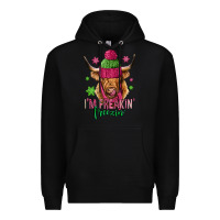 Black i'm freakin freezin pink christmas long haired cow Premium Hoodie - Jasminsmagicworld