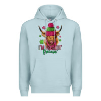 Blue Mist i'm freakin freezin pink christmas long haired cow Premium Hoodie - Jasminsmagicworld