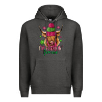 Charcoal Heather i'm freakin freezin pink christmas long haired cow Premium Hoodie - Jasminsmagicworld