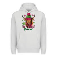 Dove Grey i'm freakin freezin pink christmas long haired cow Premium Hoodie - Jasminsmagicworld