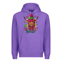 Purple i'm freakin freezin pink christmas long haired cow Premium Hoodie - Jasminsmagicworld