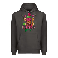 Smoke i'm freakin freezin pink christmas long haired cow Premium Hoodie - Jasminsmagicworld