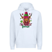 White i'm freakin freezin pink christmas long haired cow Premium Hoodie - Jasminsmagicworld