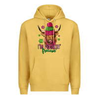 Antique Gold i'm freakin freezin pink christmas long haired cow Premium Hoodie - Jasminsmagicworld