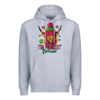 Heather Grey i'm freakin freezin pink christmas long haired cow Premium Hoodie - Jasminsmagicworld