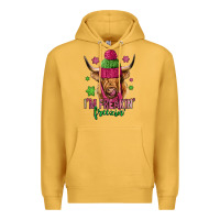 Mustard i'm freakin freezin pink christmas long haired cow Premium Hoodie - Jasminsmagicworld