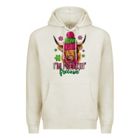 Oatmeal Heather i'm freakin freezin pink christmas long haired cow Premium Hoodie - Jasminsmagicworld