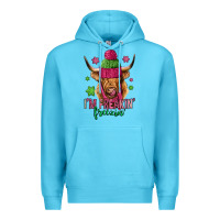 Ocean Blue i'm freakin freezin pink christmas long haired cow Premium Hoodie - Jasminsmagicworld