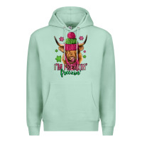Seafoam i'm freakin freezin pink christmas long haired cow Premium Hoodie - Jasminsmagicworld