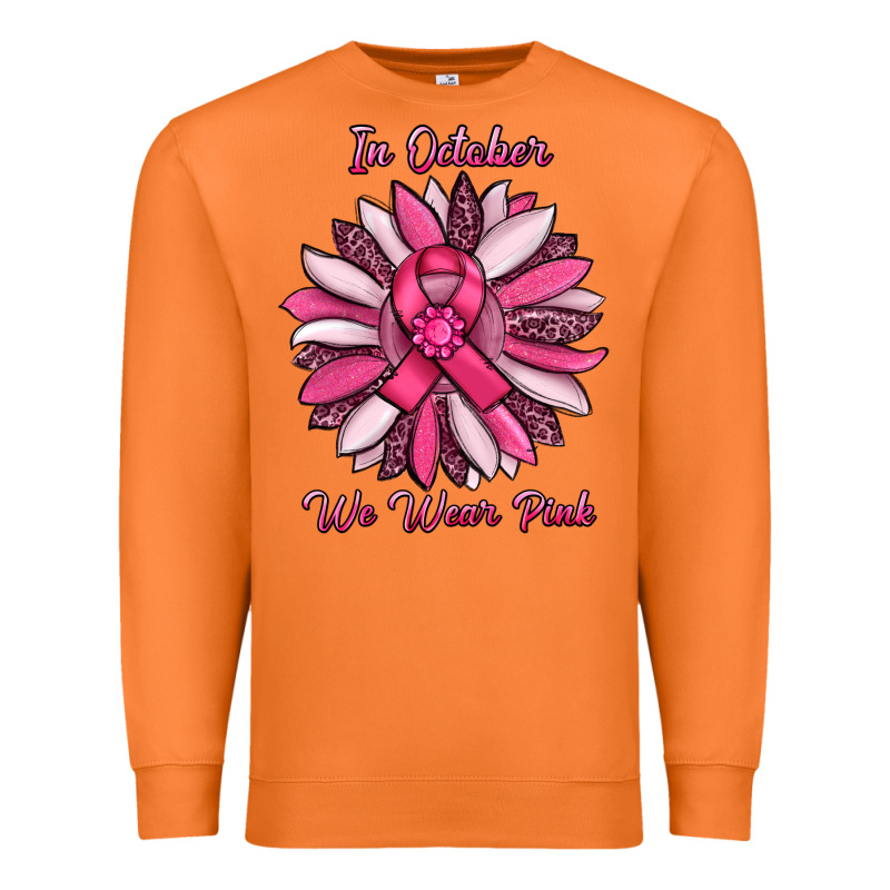 In October We Wear Pink Sunflower Premium Sweatshirt by RanaPortraitStore | Teevron