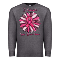 Charcoal Heather in october we wear pink sunflower Premium Sweatshirt - RanaPortraitStore
