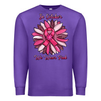 Purple in october we wear pink sunflower Premium Sweatshirt - RanaPortraitStore