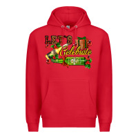 Red let`s celebrate with beer bottles Premium Hoodie - AdoDesignShop