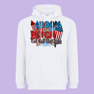 Boom Bitch Get Out The Way Heavyweight Hoodie Designed By Zillion Design Studio