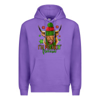 Purple i'm freakin freezin christmas long haired cow Premium Hoodie - Jasminsmagicworld