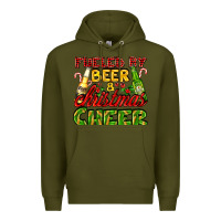 Army Green fueled by beer and christmas cheer with beer bottles Premium Hoodie - AdoDesignShop