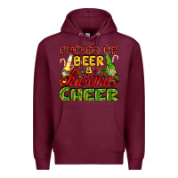 Burgundy fueled by beer and christmas cheer with beer bottles Premium Hoodie - AdoDesignShop