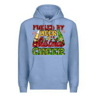 Colony Blue fueled by beer and christmas cheer with beer bottles Premium Hoodie - AdoDesignShop