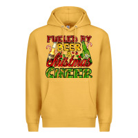 Mustard fueled by beer and christmas cheer with beer bottles Premium Hoodie - AdoDesignShop