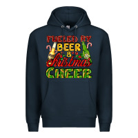 Navy fueled by beer and christmas cheer with beer bottles Premium Hoodie - AdoDesignShop