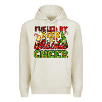 Oatmeal Heather fueled by beer and christmas cheer with beer bottles Premium Hoodie - AdoDesignShop