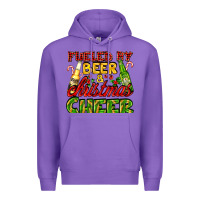 Purple fueled by beer and christmas cheer with beer bottles Premium Hoodie - AdoDesignShop