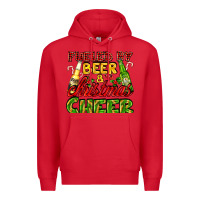 Red fueled by beer and christmas cheer with beer bottles Premium Hoodie - AdoDesignShop