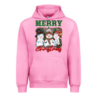 Fuchsia Pink merry christmas snowman Urban Hoodie - AdoDesignShop