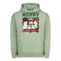 Pigment Oil Green merry christmas snowman Urban Hoodie - AdoDesignShop
