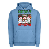 Pigment Pebble Blue merry christmas snowman Urban Hoodie - AdoDesignShop