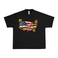 Black usa map with sunflower and cactus Urban Heavy Tee - Artiststas