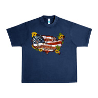 Navy usa map with sunflower and cactus Urban Heavy Tee - Artiststas