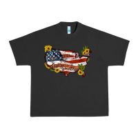Pigment Black usa map with sunflower and cactus Urban Heavy Tee - Artiststas