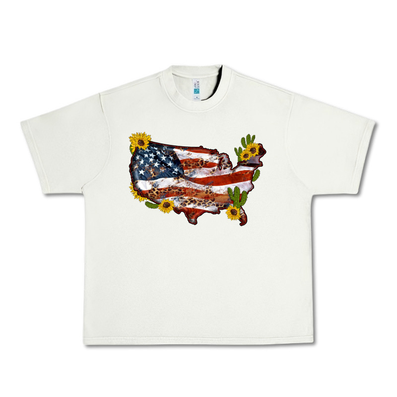 Usa Map With Sunflower And Cactus Urban Heavy Tee by Artiststas | Teevron