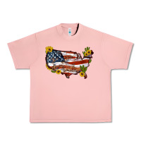 Salmon usa map with sunflower and cactus Urban Heavy Tee - Artiststas