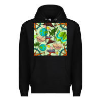 Black geography class seamless pattern Premium Hoodie - BundleAndBundleShop
