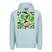 Blue Mist geography class seamless pattern Premium Hoodie - BundleAndBundleShop