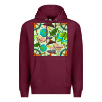 Burgundy geography class seamless pattern Premium Hoodie - BundleAndBundleShop