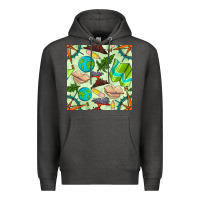 Charcoal Heather geography class seamless pattern Premium Hoodie - BundleAndBundleShop
